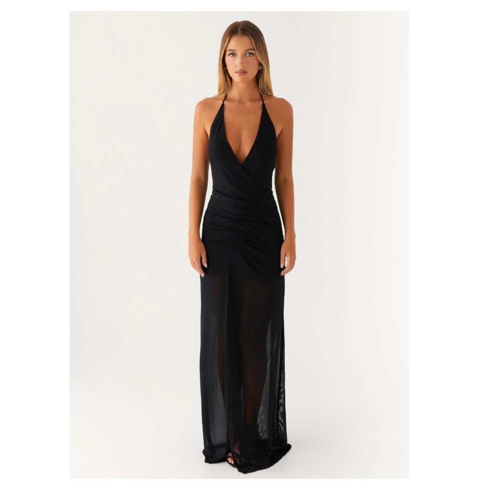 NWT Peppermayo Black Halter Maxi Dress